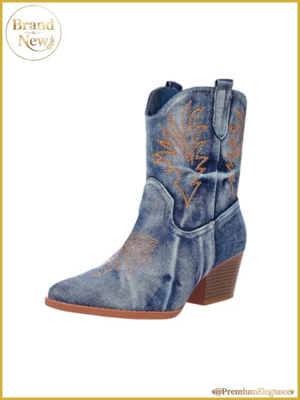 Cowgirl Booties Ankle Western Embroidered Block Heel Boots